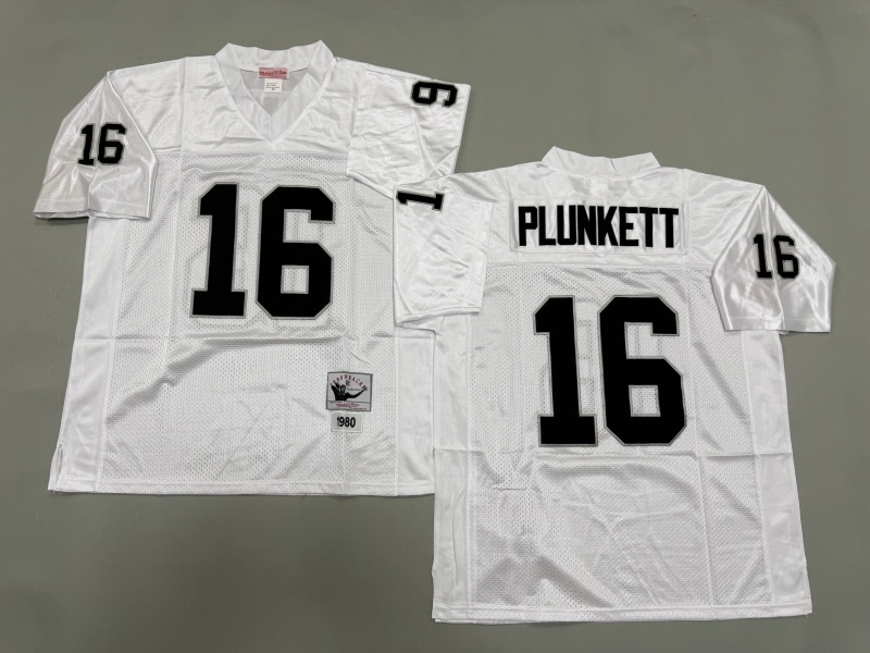 Men 2025 Nike Oakland Raiders #16 Plunkett white Throwback Limited NFL Jersey style 002